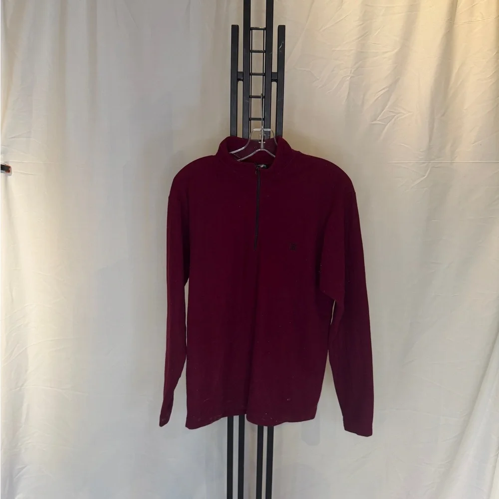 Perception Men's Deep Red Zip-Up Sweater (vintage)